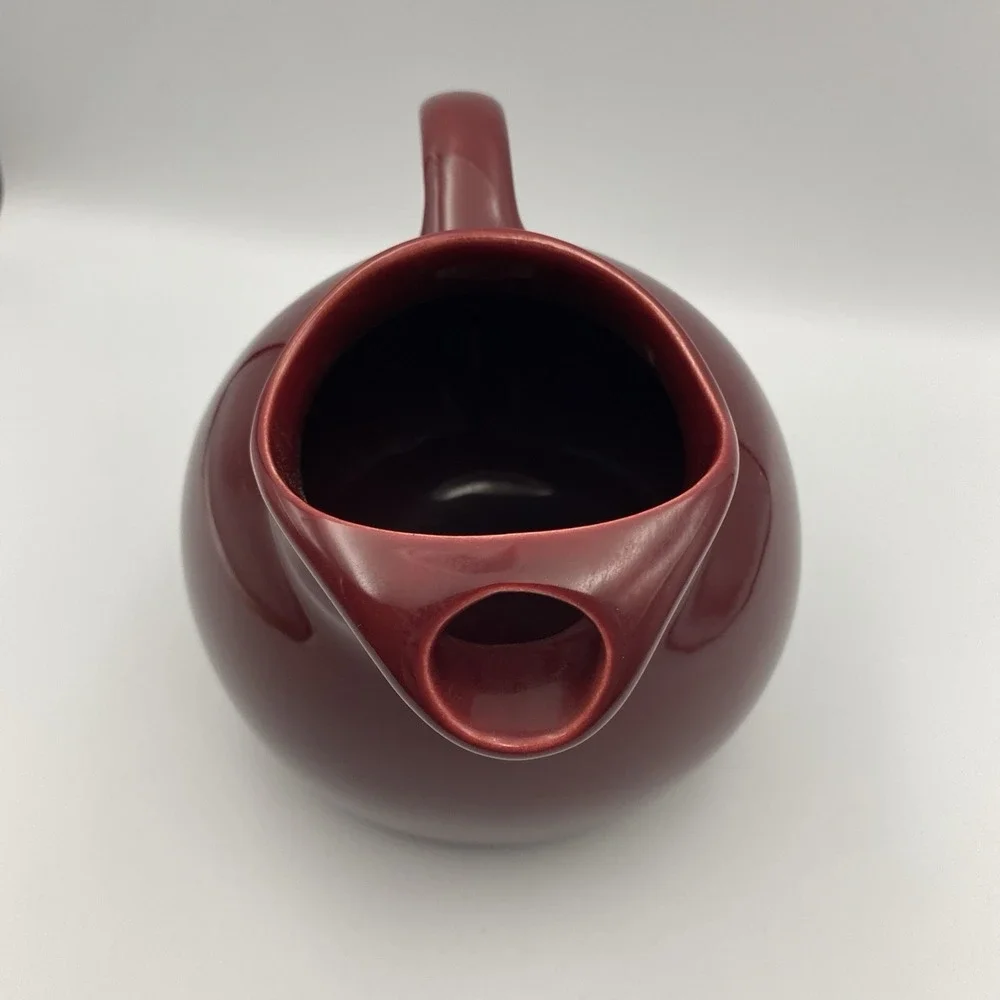 Vintage Franciscan Pottery Ball Pitcher Ice Lip Burgundy Maroon Rare Color MCM